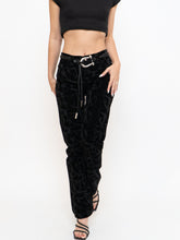 Load image into Gallery viewer, Vintage x Made in Tinidad &amp; Tobago Black Patterned Velvet Pant (XS, S, Tall)