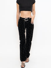 Load image into Gallery viewer, Vintage x Made in Tinidad &amp; Tobago Black Patterned Velvet Pant (XS, S, Tall)