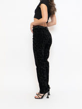 Load image into Gallery viewer, Vintage x Made in Tinidad &amp; Tobago Black Patterned Velvet Pant (XS, S, Tall)