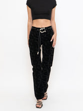 Load image into Gallery viewer, Vintage x Made in Tinidad &amp; Tobago Black Patterned Velvet Pant (XS, S, Tall)