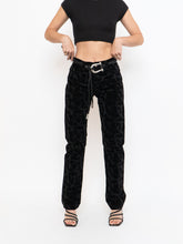 Load image into Gallery viewer, Vintage x Made in Tinidad &amp; Tobago Black Patterned Velvet Pant (XS, S, Tall)
