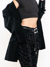 Load image into Gallery viewer, Vintage x Made in Tinidad &amp; Tobago Black Patterned Velvet Pant (XS, S, Tall)