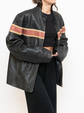 Load image into Gallery viewer, Vintage x DANIER LEATHER Faded Leather Striped Biker Jacket (S-L)