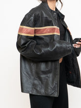 Load image into Gallery viewer, Vintage x DANIER LEATHER Faded Leather Striped Biker Jacket (S-L)