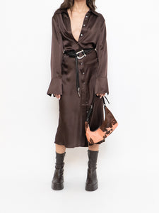 Vintage x Brown Pure Silk Buttoned Dress (M, L)