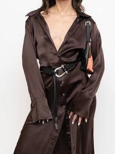 Vintage x Brown Pure Silk Buttoned Dress (M, L)