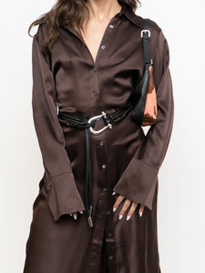Vintage x Brown Pure Silk Buttoned Dress (M, L)