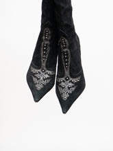 Load image into Gallery viewer, Vintage x Made in Italy x LINDSAY PERRY Black Suede Studded Boot (7, 7.5)