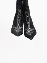 Load image into Gallery viewer, Vintage x Made in Italy x LINDSAY PERRY Black Suede Studded Boot (7, 7.5)