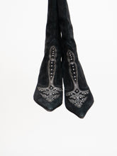 Load image into Gallery viewer, Vintage x Made in Italy x LINDSAY PERRY Black Suede Studded Boot (7, 7.5)