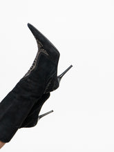 Load image into Gallery viewer, Vintage x Made in Italy x LINDSAY PERRY Black Suede Studded Boot (7, 7.5)