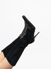 Load image into Gallery viewer, Vintage x Made in Italy x LINDSAY PERRY Black Suede Studded Boot (7, 7.5)