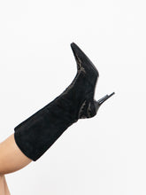 Load image into Gallery viewer, Vintage x Made in Italy x LINDSAY PERRY Black Suede Studded Boot (7, 7.5)