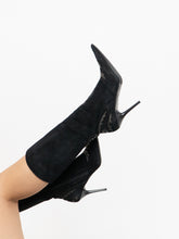 Load image into Gallery viewer, Vintage x Made in Italy x LINDSAY PERRY Black Suede Studded Boot (7, 7.5)