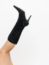 Load image into Gallery viewer, Vintage x Made in Italy x LINDSAY PERRY Black Suede Studded Boot (7, 7.5)