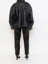 Load image into Gallery viewer, Vintage x Made in India x TREK Black Leather White-Stitched Oversized Jacket (XS-L)