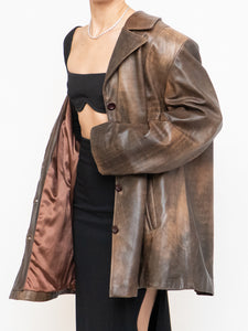 Vintage x Made in Montreal x Faded Brown Leather Blazer (XS- XL)