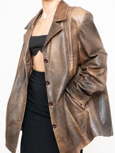 Load image into Gallery viewer, Vintage x Made in Montreal x Faded Brown Leather Blazer (XS- XL)
