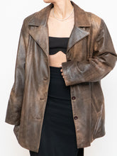Load image into Gallery viewer, Vintage x Made in Montreal x Faded Brown Leather Blazer (XS- XL)