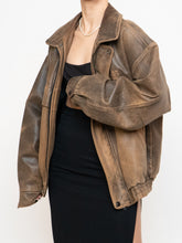 Load image into Gallery viewer, Vintage x Made in Saskatoon x Faded Brown &#39;Emergency Response Embossed&#39; Leather Jacket (XS-XL)