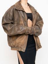 Load image into Gallery viewer, Vintage x Made in Saskatoon x Faded Brown &#39;Emergency Response Embossed&#39; Leather Jacket (XS-XL)