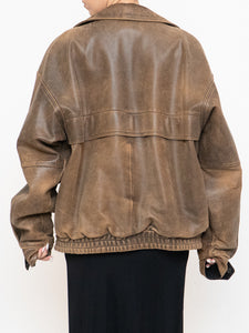 Vintage x Made in Saskatoon x Faded Brown 'Emergency Response Embossed' Leather Jacket (XS-XL)