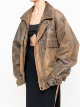 Load image into Gallery viewer, Vintage x Made in Saskatoon x Faded Brown &#39;Emergency Response Embossed&#39; Leather Jacket (XS-XL)
