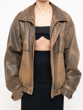 Load image into Gallery viewer, Vintage x Made in Saskatoon x Faded Brown &#39;Emergency Response Embossed&#39; Leather Jacket (XS-XL)
