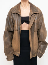 Load image into Gallery viewer, Vintage x Made in Saskatoon x Faded Brown &#39;Emergency Response Embossed&#39; Leather Jacket (XS-XL)