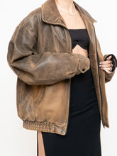 Load image into Gallery viewer, Vintage x Made in Saskatoon x Faded Brown &#39;Emergency Response Embossed&#39; Leather Jacket (XS-XL)