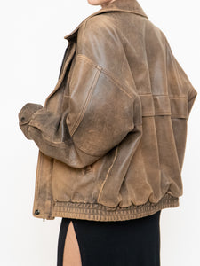 Vintage x Made in Saskatoon x Faded Brown 'Emergency Response Embossed' Leather Jacket (XS-XL)