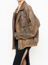 Load image into Gallery viewer, Vintage x Made in Saskatoon x Faded Brown &#39;Emergency Response Embossed&#39; Leather Jacket (XS-XL)