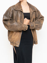 Load image into Gallery viewer, Vintage x Made in Saskatoon x Faded Brown &#39;Emergency Response Embossed&#39; Leather Jacket (XS-XL)