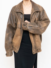 Load image into Gallery viewer, Vintage x Made in Saskatoon x Faded Brown &#39;Emergency Response Embossed&#39; Leather Jacket (XS-XL)