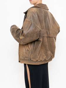 Vintage x Made in Saskatoon x Faded Brown 'Emergency Response Embossed' Leather Jacket (XS-XL)
