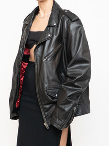 Vintage x Made in Pakistan x DANIER LEATHER Black Leather Mint Condition Biker Jacket (S-L)