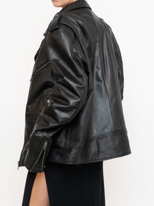 Vintage x Made in Pakistan x DANIER LEATHER Black Leather Mint Condition Biker Jacket (S-L)