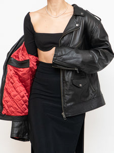 Vintage x Made in Pakistan x DANIER LEATHER Black Leather Mint Condition Biker Jacket (S-L)