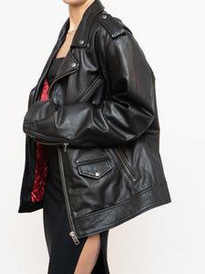 Vintage x Made in Pakistan x DANIER LEATHER Black Leather Mint Condition Biker Jacket (S-L)