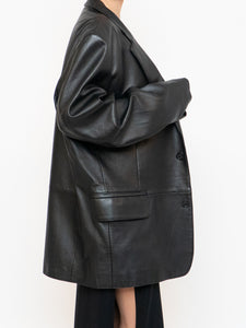 Vintage x Made in India x Black Butter Leather Blazer (M-XL)