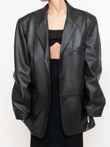 Vintage x Made in India x Black Butter Leather Blazer (M-XL)