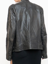 Load image into Gallery viewer, Vintage x Made in Pakistan x Black, Brown Faded Striped Leather Biker Jacket (XS-M)