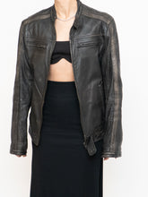 Load image into Gallery viewer, Vintage x Made in Pakistan x Black, Brown Faded Striped Leather Biker Jacket (XS-M)