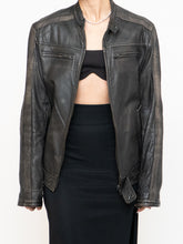 Load image into Gallery viewer, Vintage x Made in Pakistan x Black, Brown Faded Striped Leather Biker Jacket (XS-M)