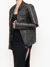 Load image into Gallery viewer, Vintage x Made in Pakistan x Black, Brown Faded Striped Leather Biker Jacket (XS-M)