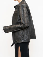 Load image into Gallery viewer, Vintage x Made in Pakistan x Black, Brown Faded Striped Leather Biker Jacket (XS-M)