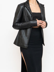 Vintage x FAIRWEATHER Black Leather Cropped Jacket (XS-M)
