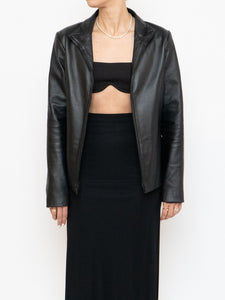 Vintage x FAIRWEATHER Black Leather Cropped Jacket (XS-M)