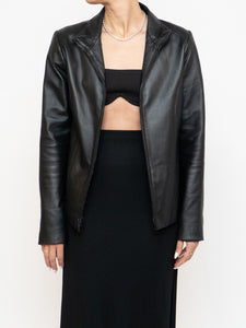 Vintage x FAIRWEATHER Black Leather Cropped Jacket (XS-M)
