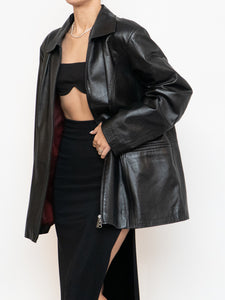 Vintage x Black Butter Leather Red Satin-lined Jacket (S-XL)
